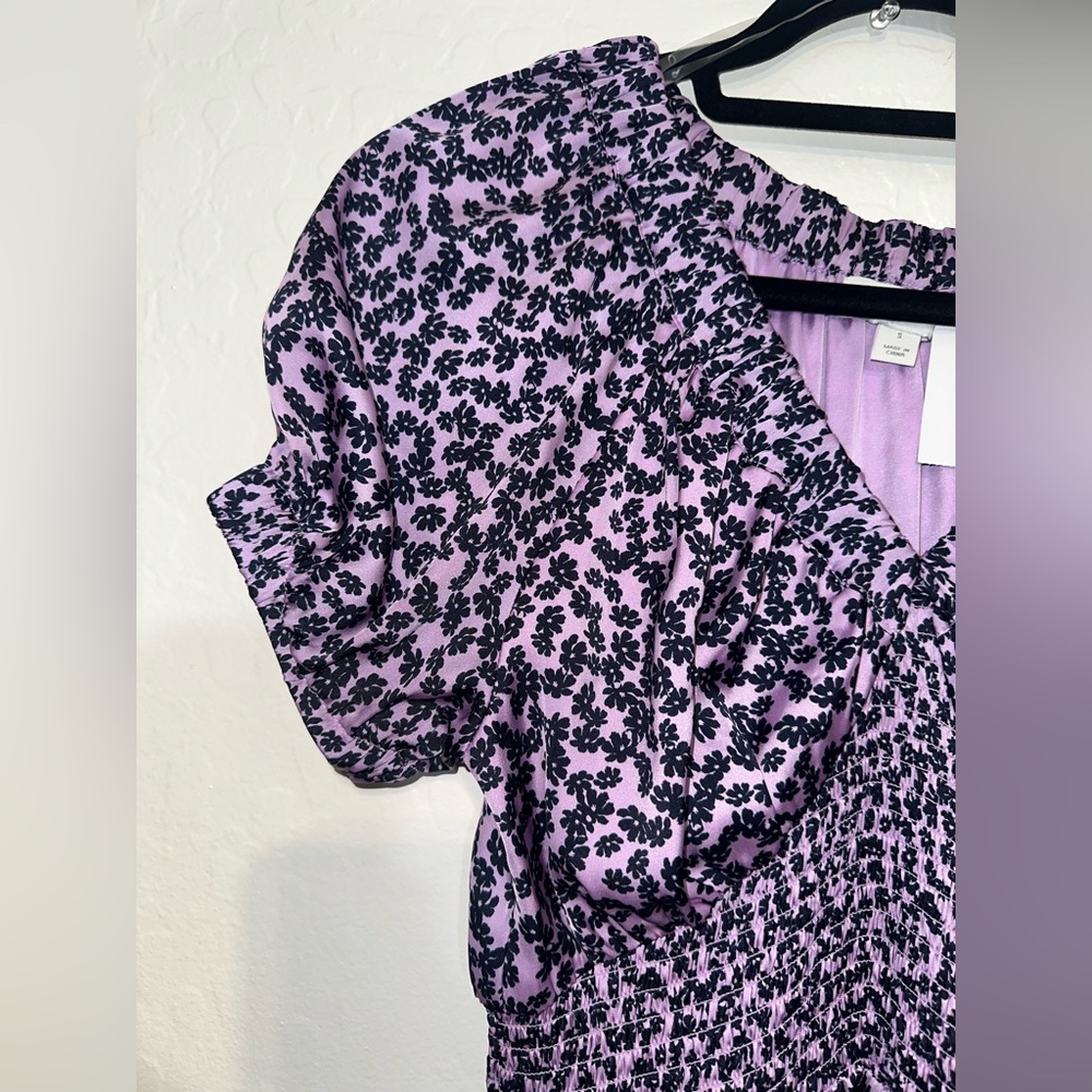 Elegant Purple Animal Print Midi Dress - Picture 3 of 5